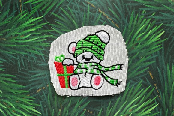 Christmas Teddy Bear Machine Embroidery