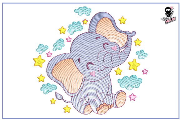 Cute Baby Elephant, Nursery Embroidery