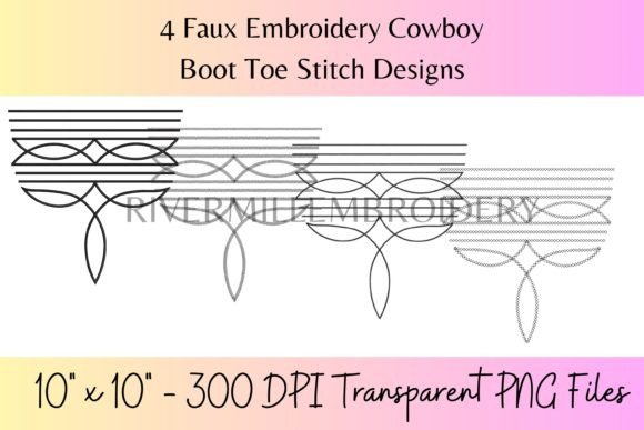 Faux Embroidery Cowboy Boot Toe Stitch