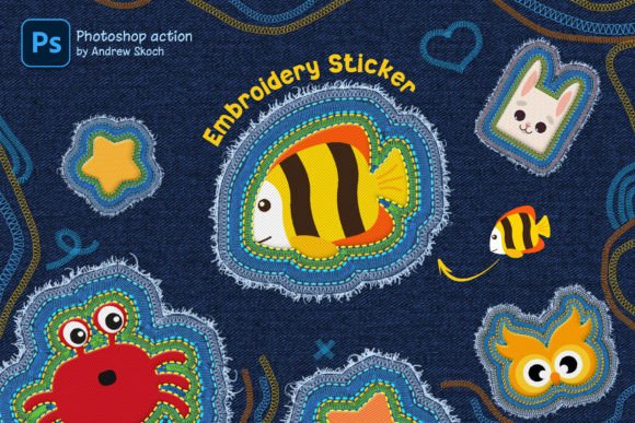 Review: Embroidery Sticker Photoshop Action