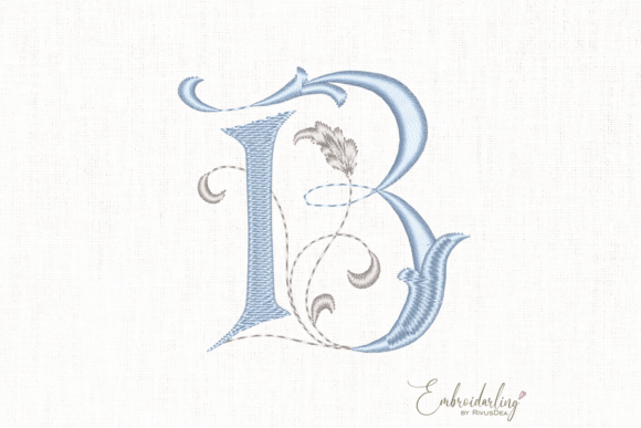 Vintage Floral B, Machine Embroidery Letter